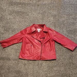 Women's Red Leather Jacket